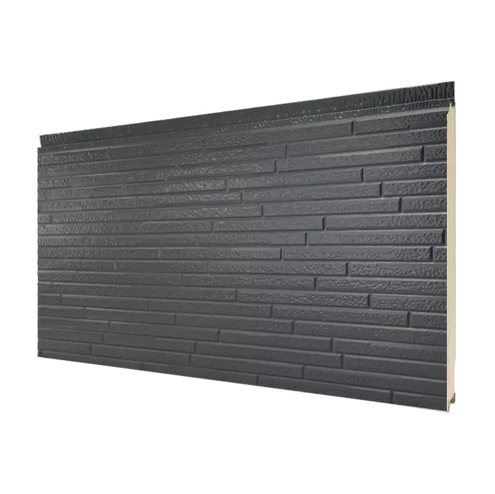 Painel lateral de metal de pedra empilhada cinza